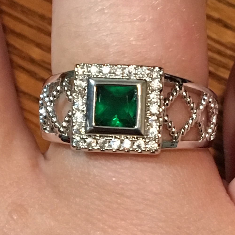 Lab Created Emerald Gold Plated Ring